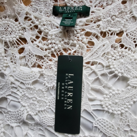 NWT RALPH LAUREN KNEE LENGTH EXCLUSIVE WINTER WHITE CROCHETED COTTON DRESS SMALL - Picture 6 of 14
